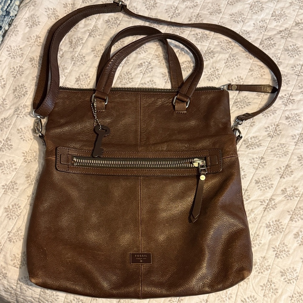 Fossil Dark Brown Cow Hide Leather Shoulder and hand Bag